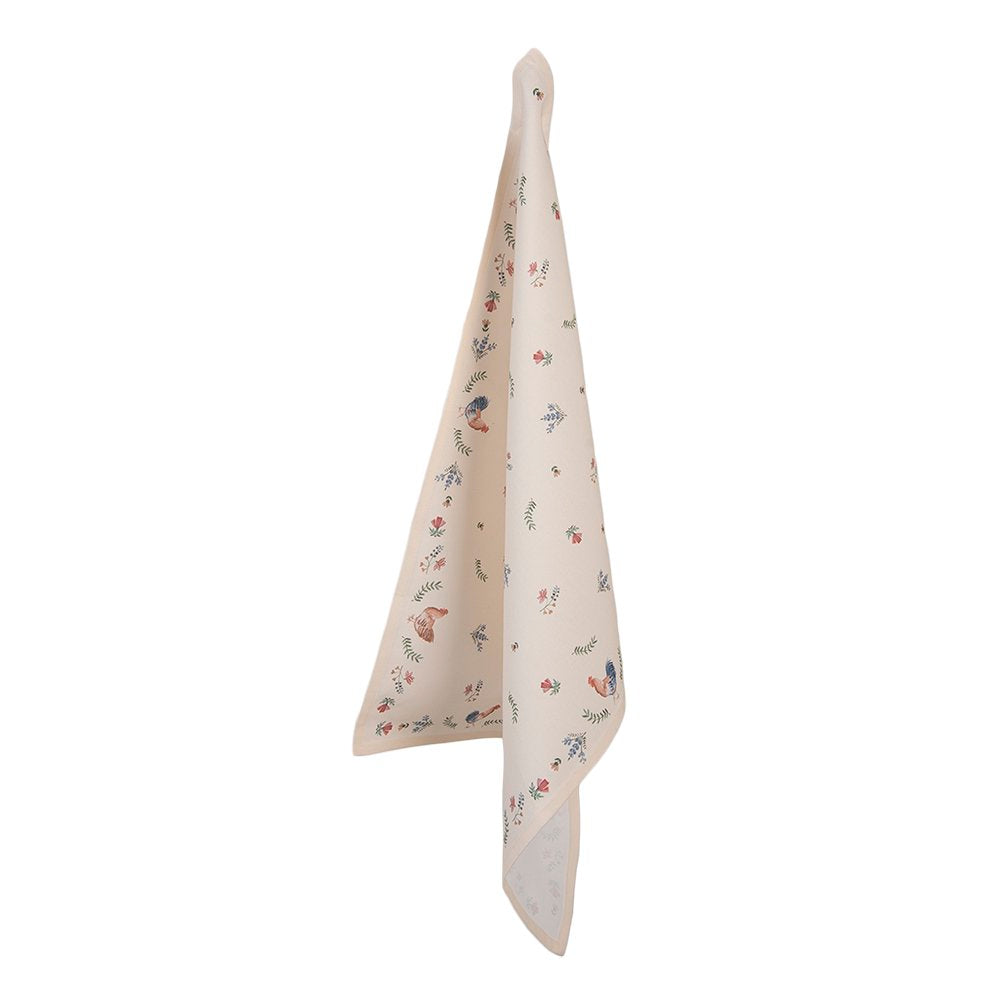 Theedoek 50x70 cm Beige Blauw Katoen Kip en Haan Keukenhanddoek