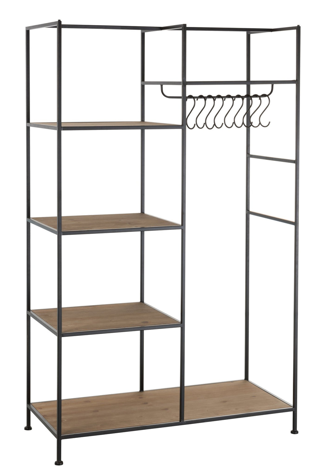 J-Line Textiel Rek Metaal/Hout Zwart
