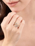 Vingerring met stenen studs – verstelbare ring – goudkleurig, steen – enkele eenheid