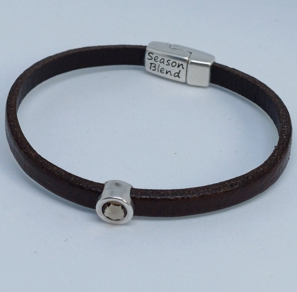 Shorty leren armband antiek verzilverd