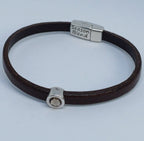 Shorty leren armband antiek verzilverd