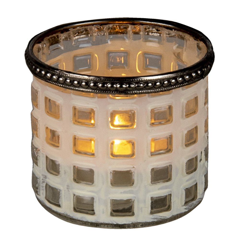 Theelichthouder Ø 8x7 cm Wit Glas Waxinelichthouder