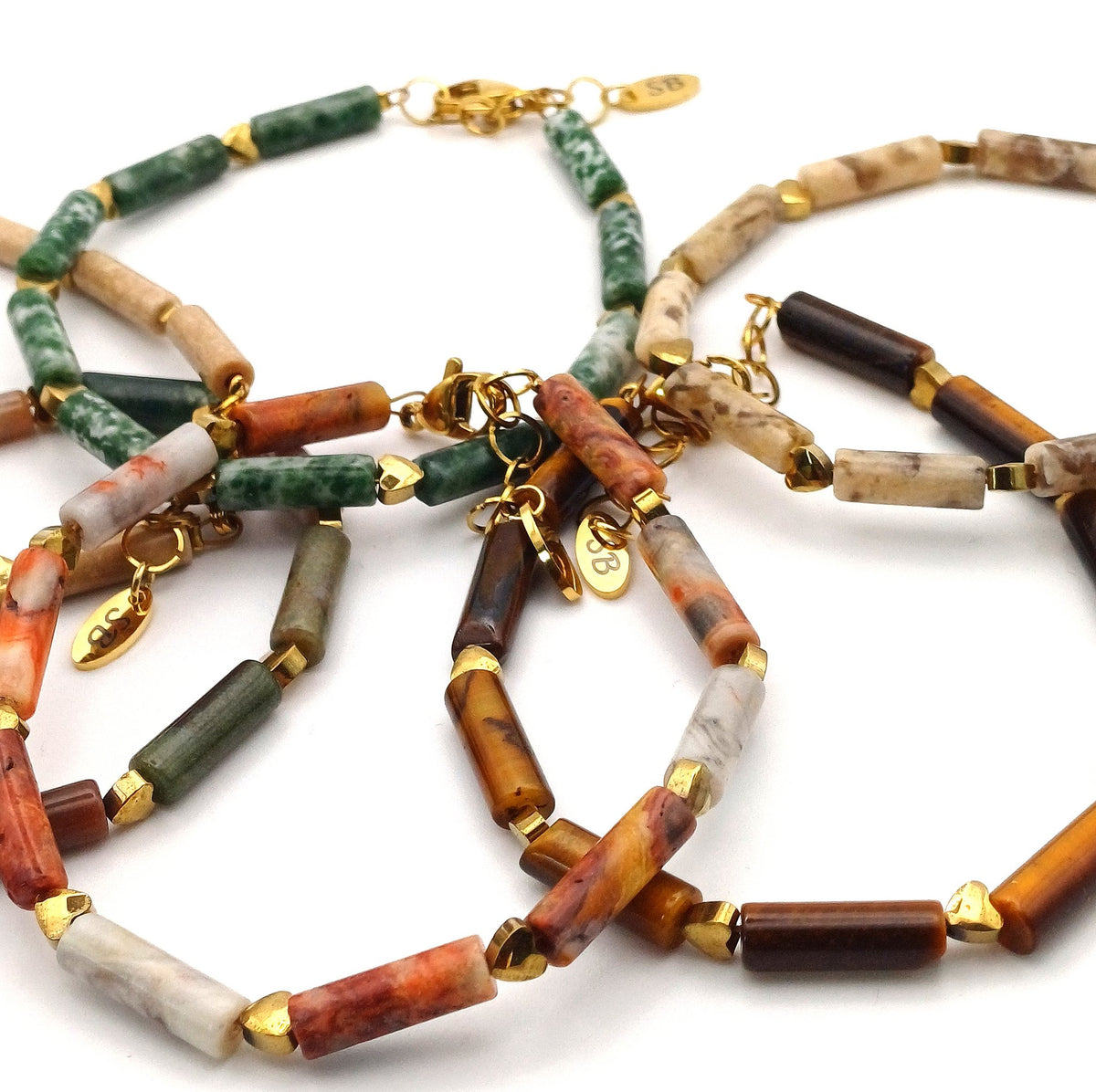 Edelsteen armband Tube met mini hartjes