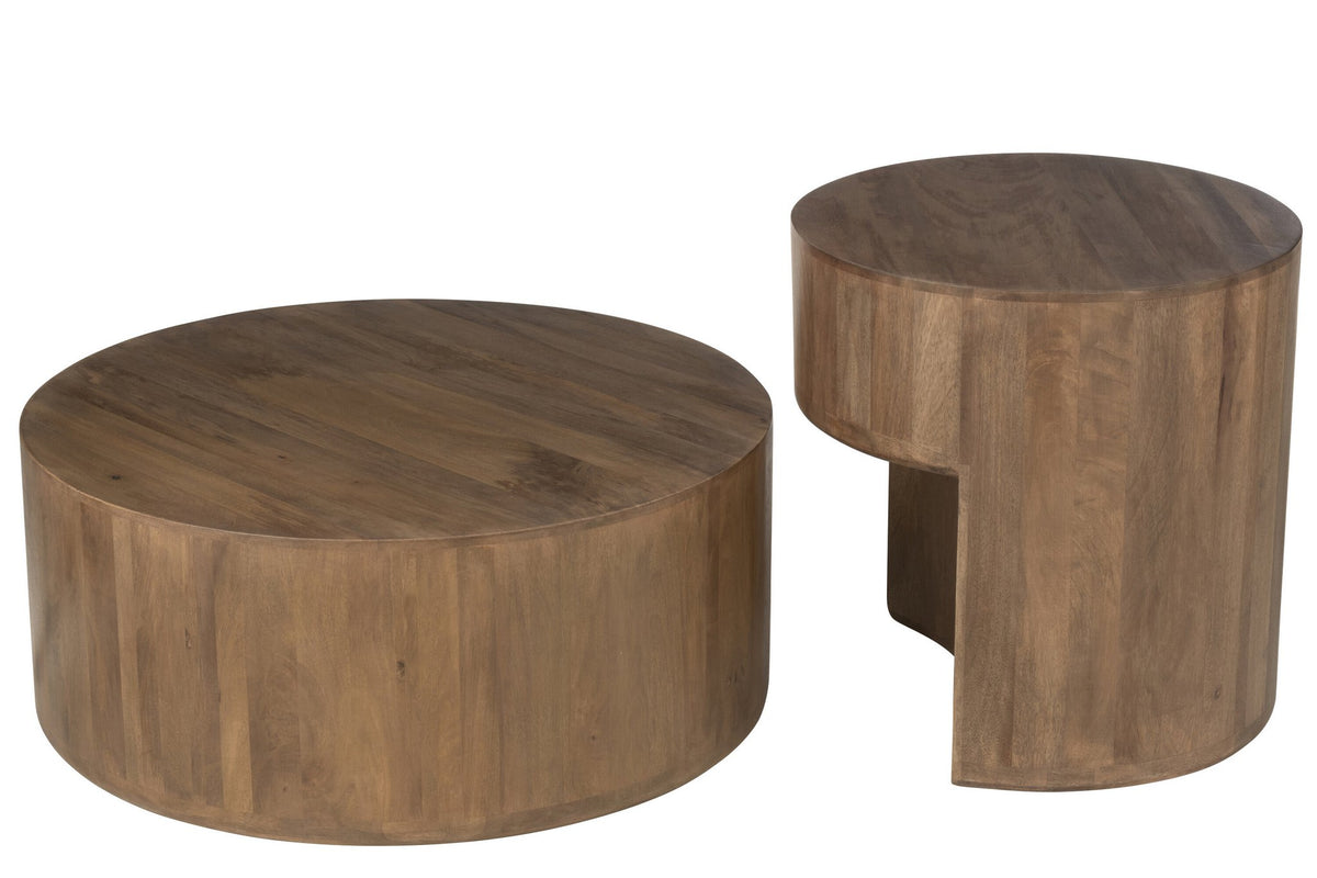 J-Line Set Van 2 Bijzettafels Toge Mango Hout Bruin