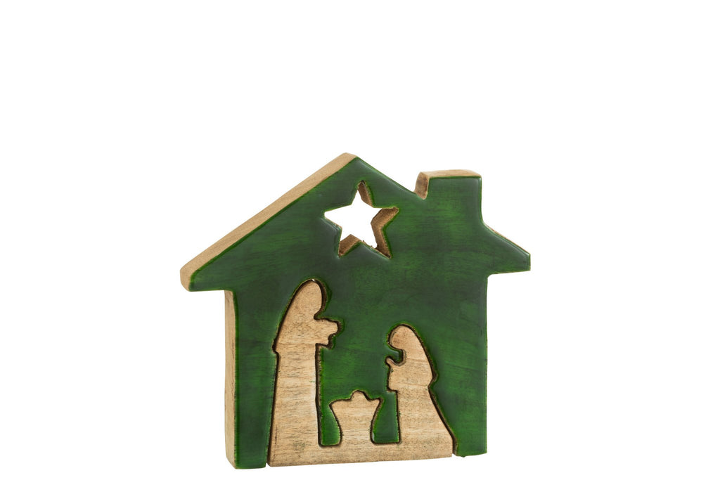 J-Line Kerstdecoratie - hout - groen/naturel - large
