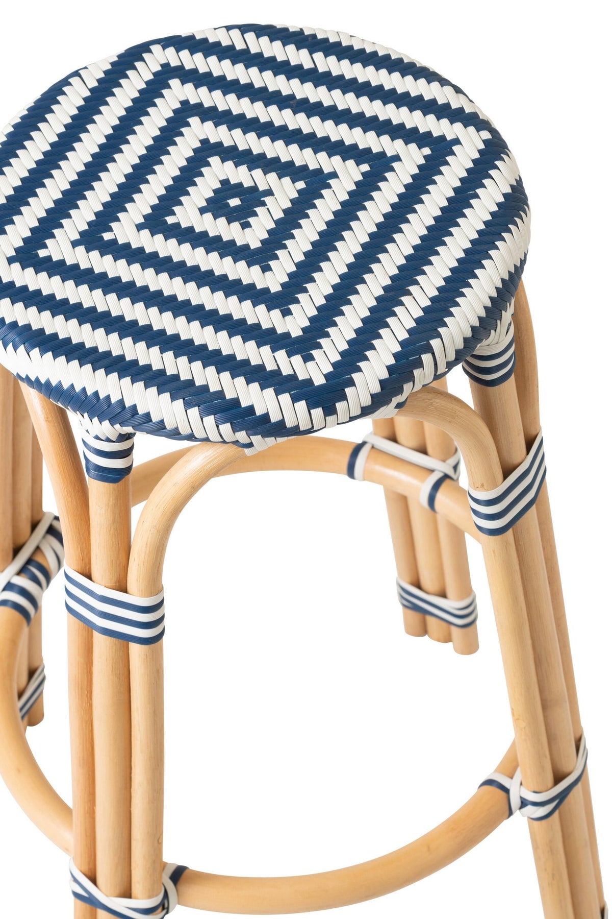 J-Line kruk geometrisch - rotan - wit