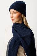 Diana Beanie & Scarf Cashmere Set Navy