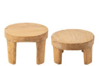 J-Line tafel Rond - hout - naturel - set van 2