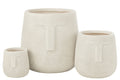 J-Line bloempot Moai - keramiek - wit - 3 stuks - Ø 44 cm