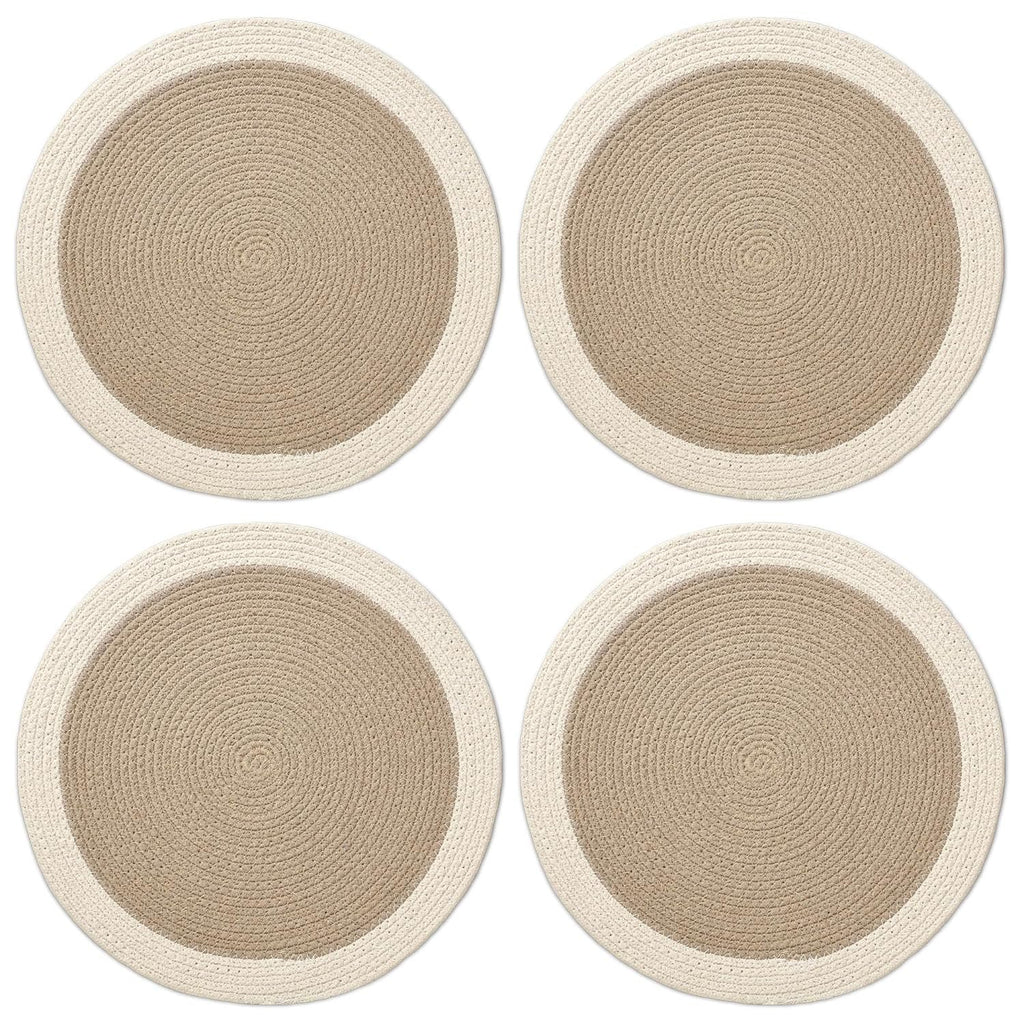Placemats – Geribbeld Katoen Hittebestendig – 32 cm Ronde Set van 4