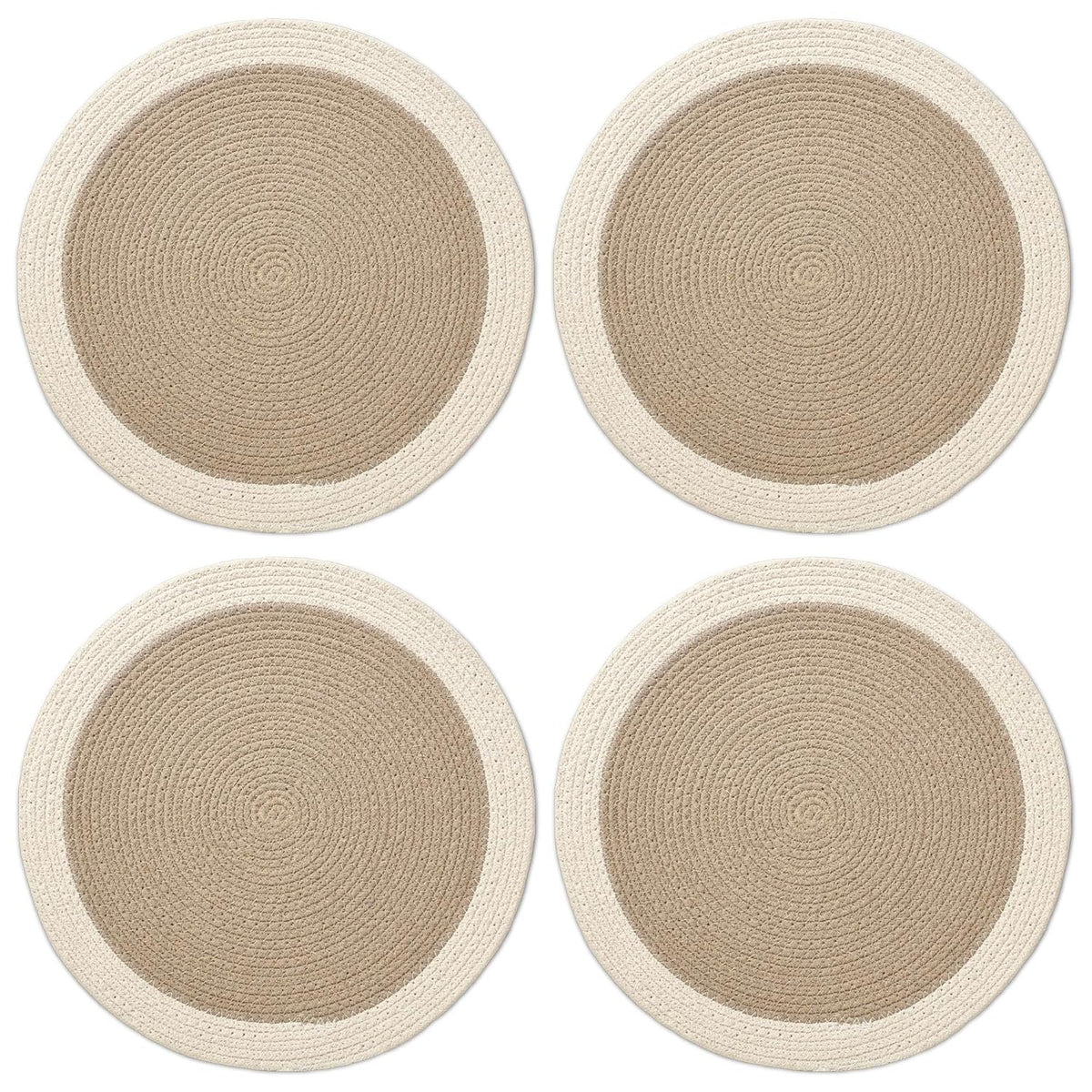 Placemats – Geribbeld Katoen Hittebestendig – 32 cm Ronde Set van 4
