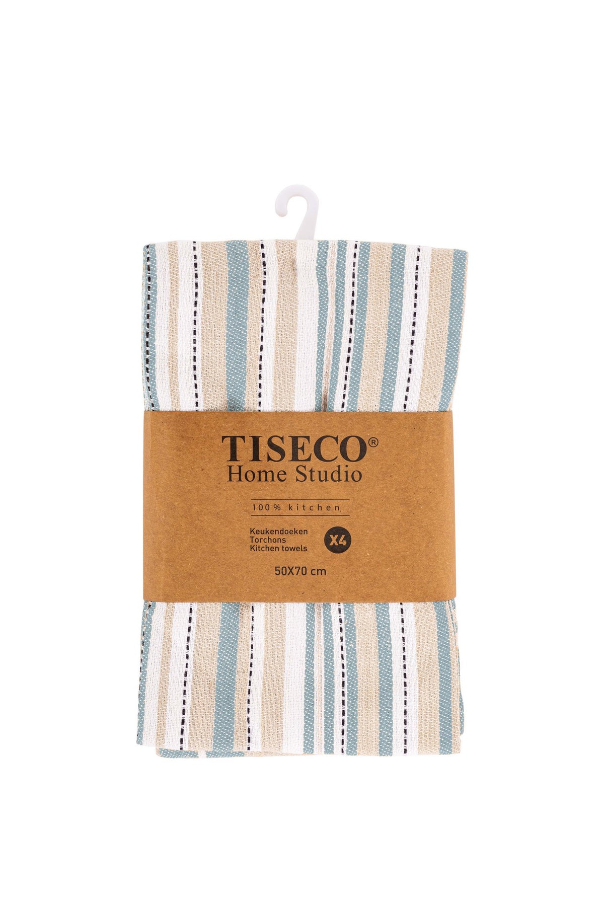 Theedoek multilines - set/4 - 50x70 cm, zwart