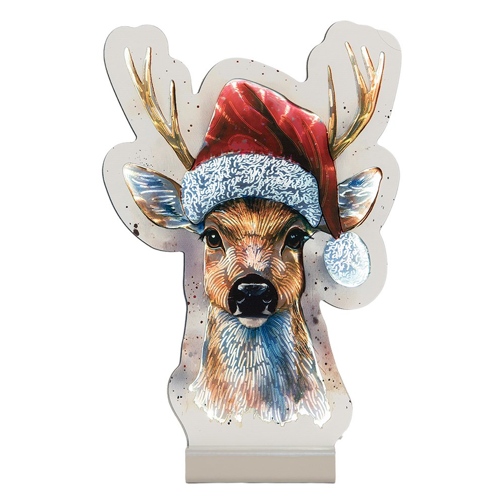 Kerst Infinity Spiegel Lamp Hert 16x5x25 cm Bruin Kunststof