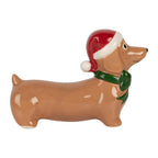 Kerstdecoratie Beeld Hond 15x5x11 cm Bruin Porselein