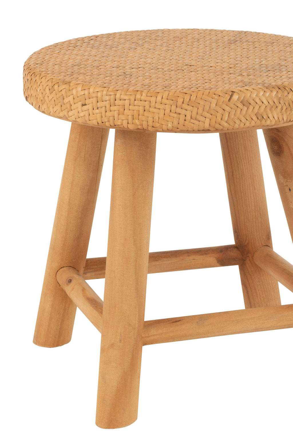 J-Line Kruk Rond Riet/Sparhout Naturel