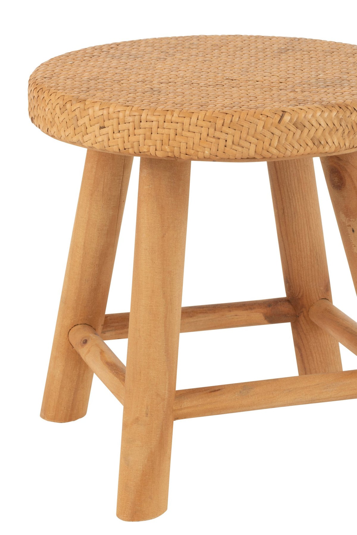 J-Line Kruk Rond Riet/Sparhout Naturel