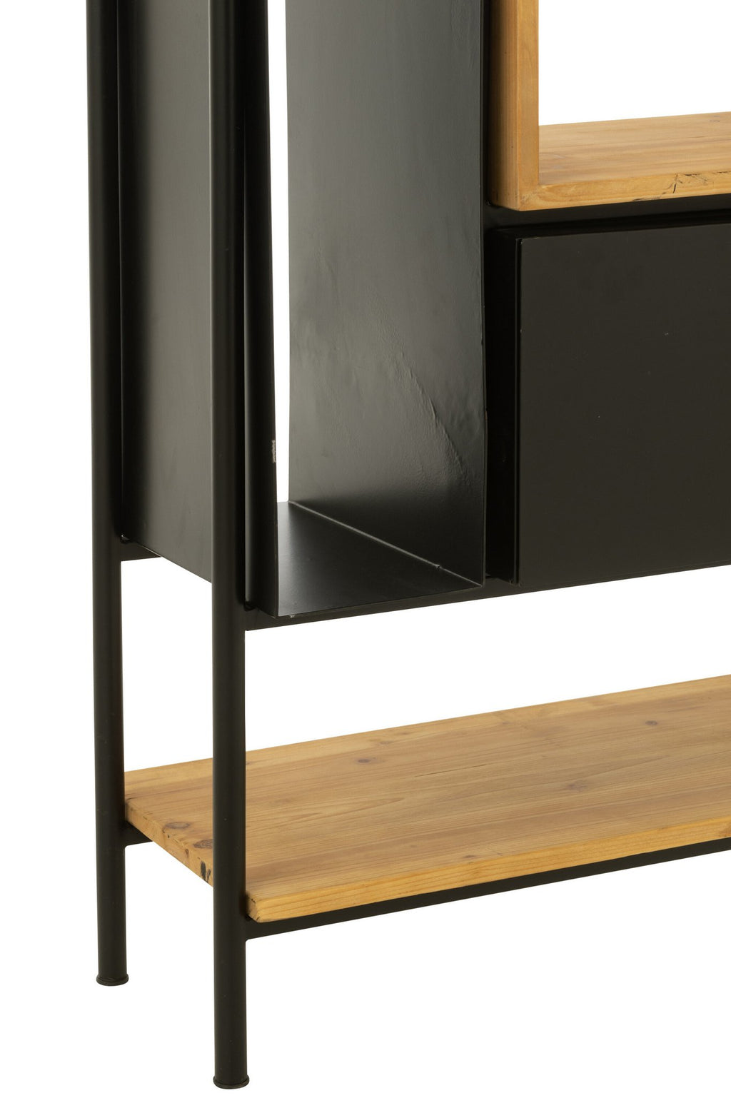 J-Line Schap Tina Hout/Ijzer Zwart/Naturel Small