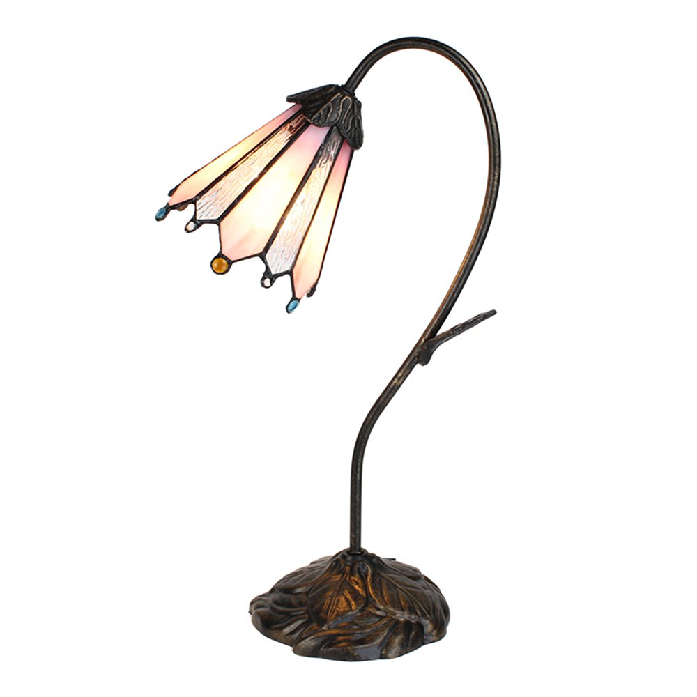Tiffany Tafellamp 48 cm Bruin Roze polyresin Tiffany Bureaulamp