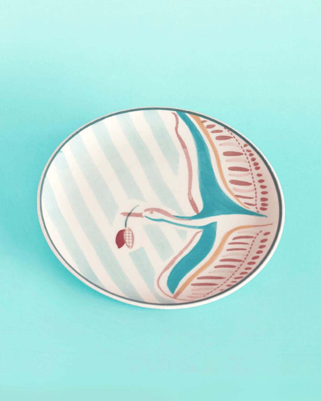 Veldleeuwerik Handbeschilderd Keramisch Rond Bord Curve 16Cm