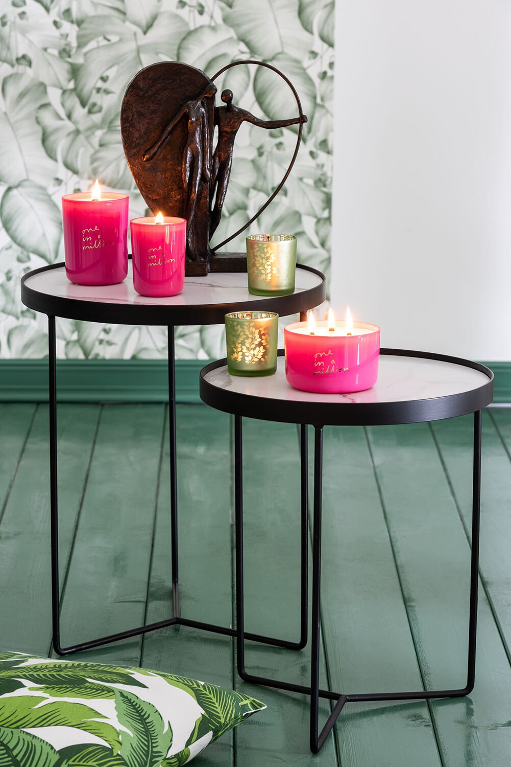 J-Line decoratie Koppel In Halfopgevuld Hart - polyresin - donkerbruin