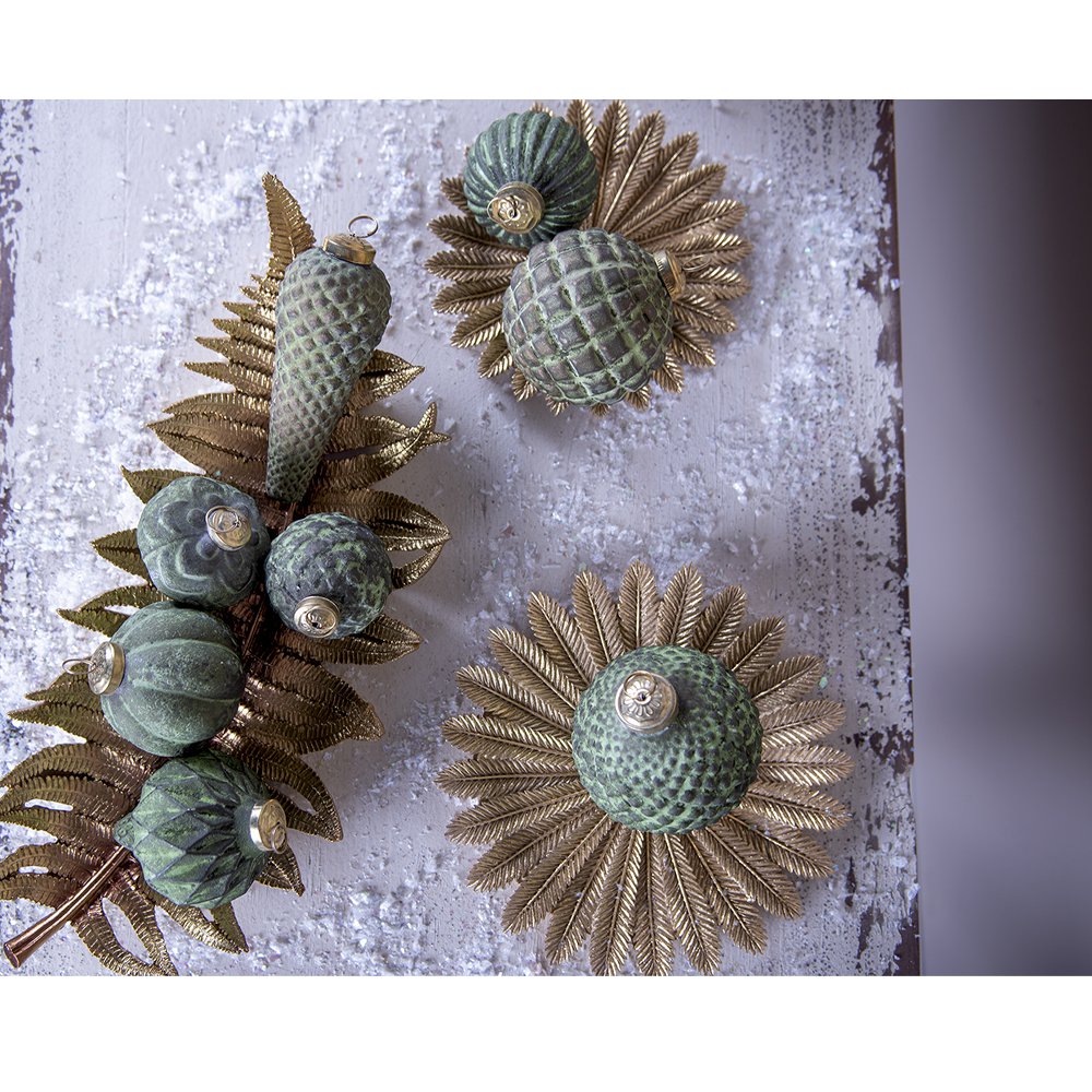 Kerstbal 7x4x13 cm Groen Bruin Glas Kerstdecoratie
