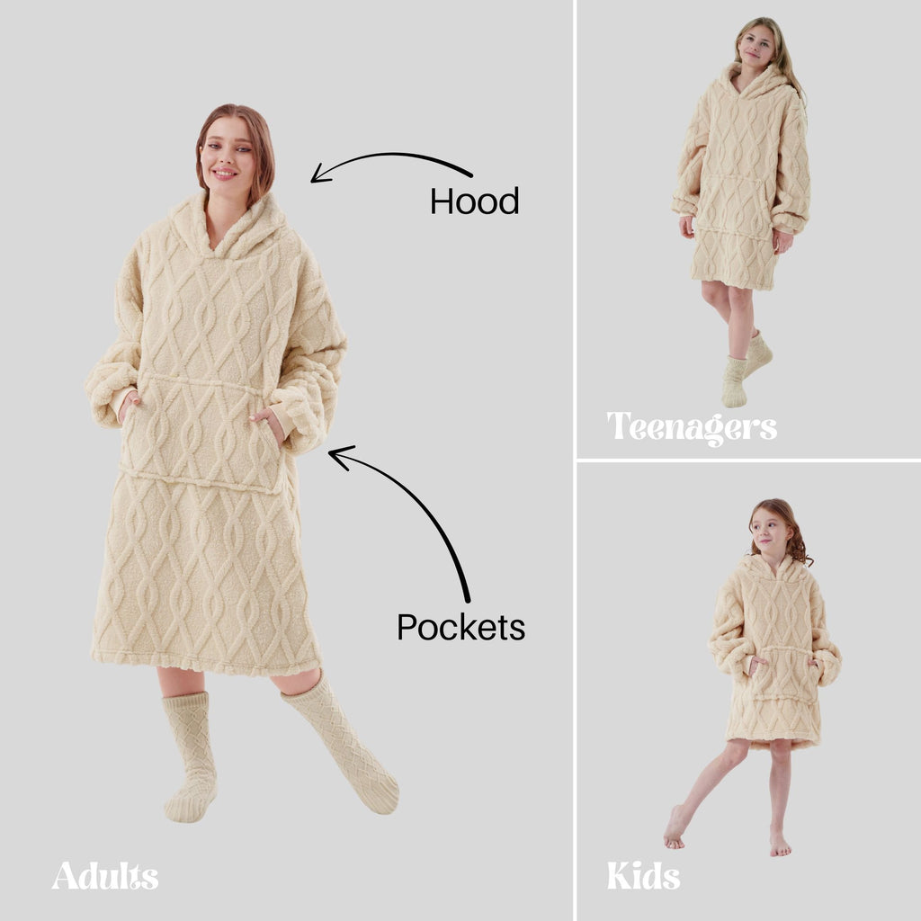 Textino Rosetta - hoodie 70x110 cm - Hoodiedeken - Volwassene - Bone White - Wit