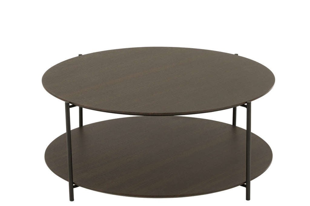 J-Line salontafel Rond - hout/metaal - donkerbruin - small