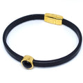 Timeless leren armband 24K verguld zwarttinten