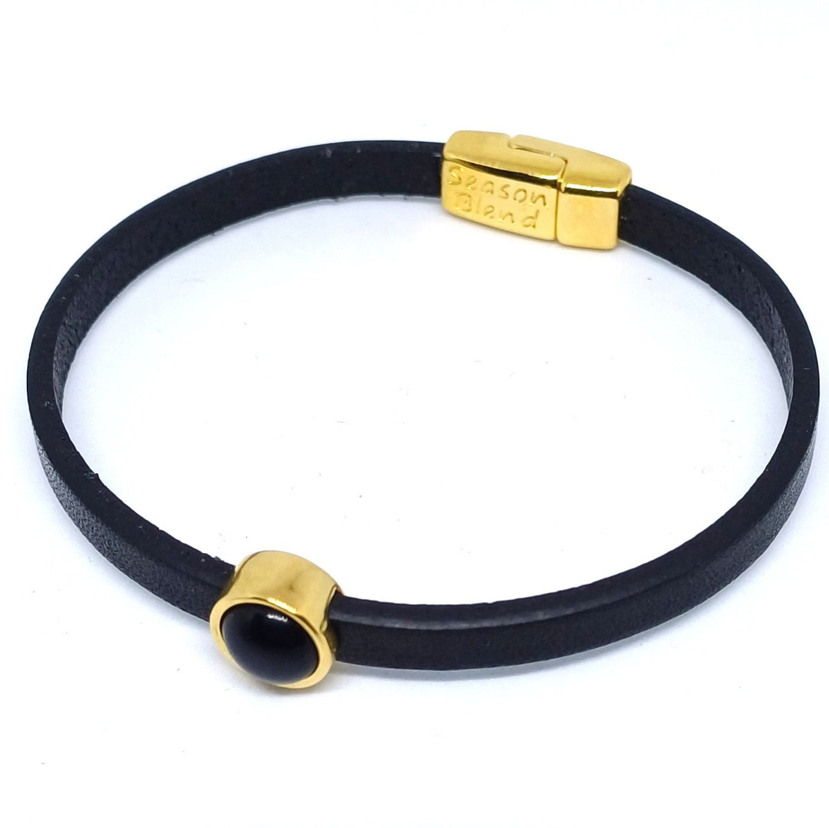 Timeless leren armband 24K verguld zwarttinten