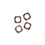 Servetring 4,5x4,5cm vierkant hout Moku - Set van 4