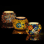 Theelichtkaarsenhouders – Glasmozaïek Design – Set van 3