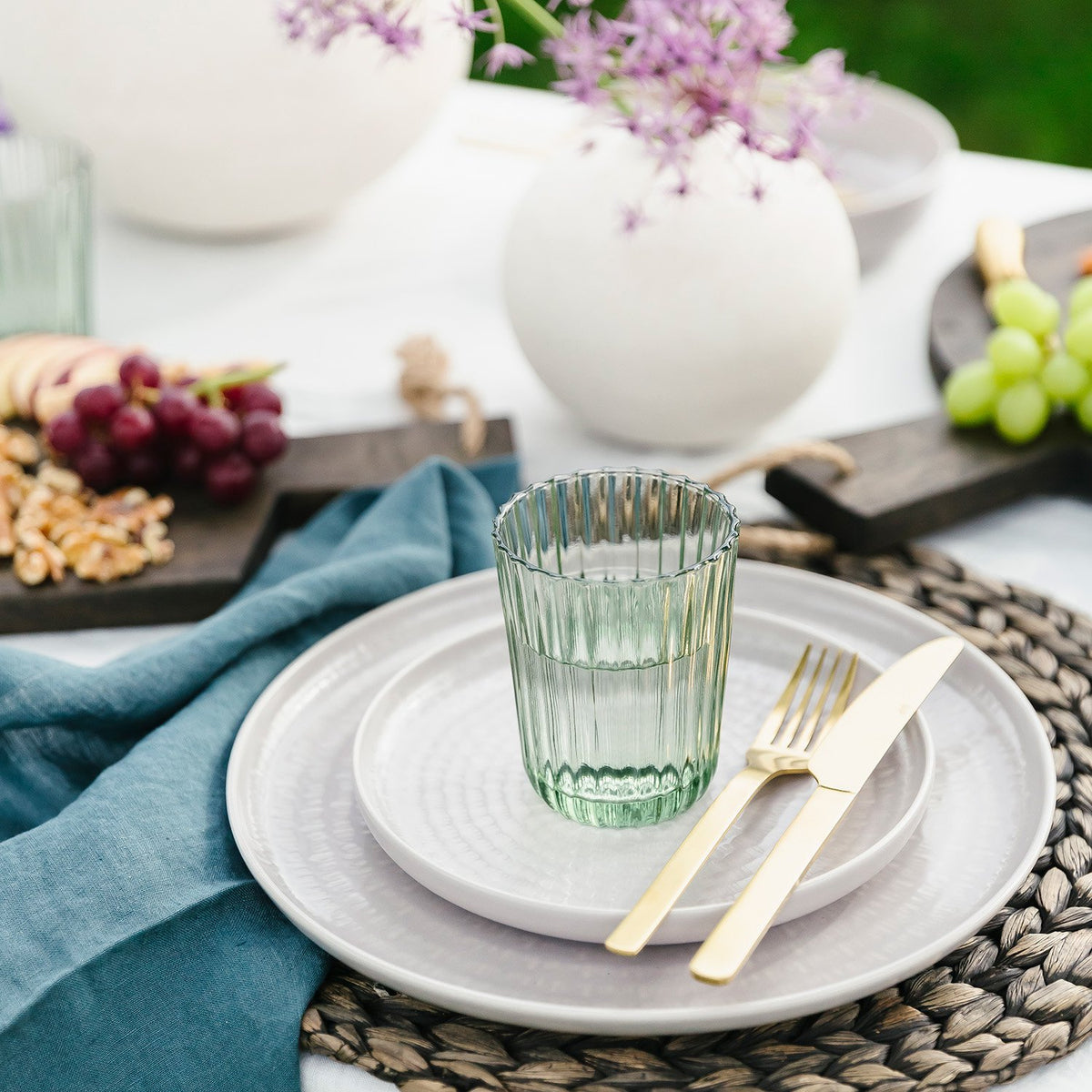 Glas 26cl groen Blossom - Set van 4
