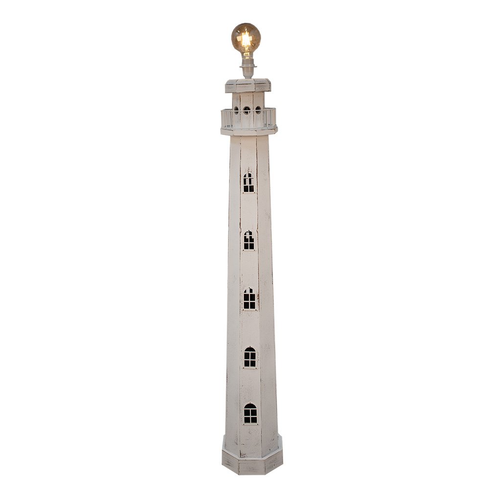 Vloerlamp Vuurtoren 23x23x140 cm Wit Hout