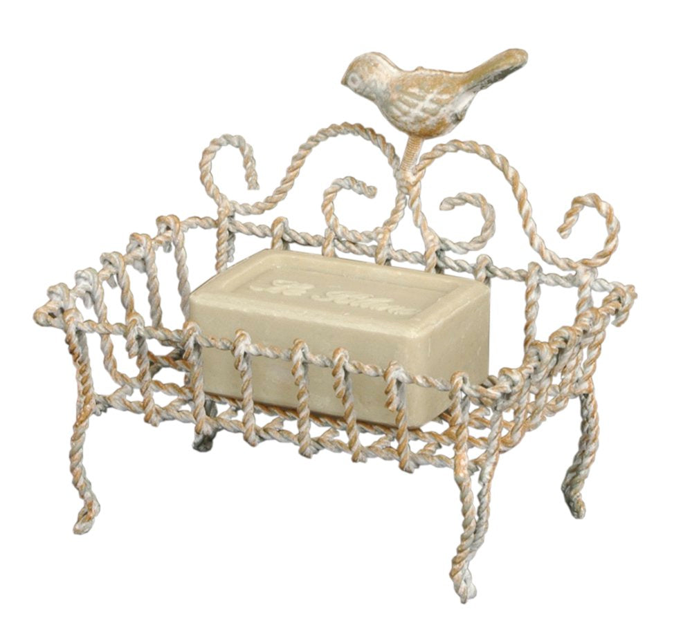 Zeepbakje Vogel 9x6x14 cm Beige IJzer Zeephouder