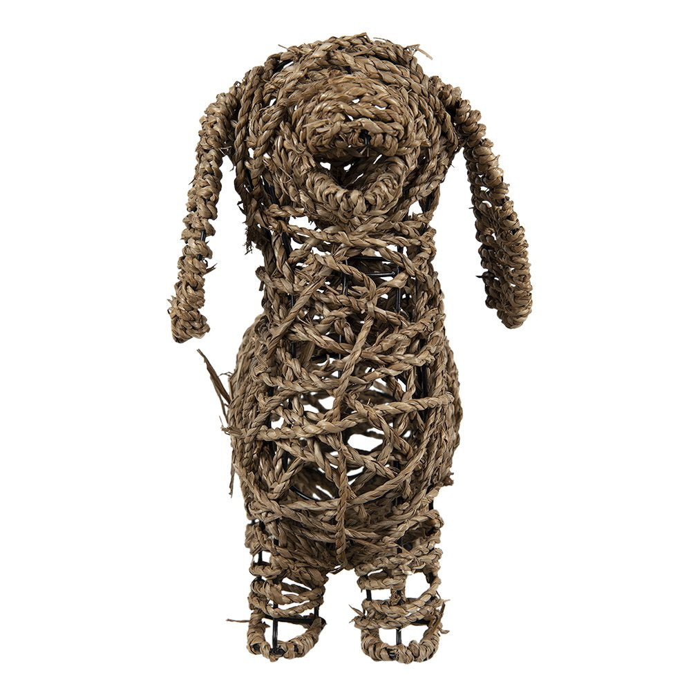 Beeld Hond 32x17x30 cm Bruin Rotan