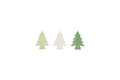 Houten boomjes gekarteld 24st 4cm groen/lichtgroen/wit