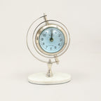Vintage World Globe Bureauklok - Marmer & Nikkel Tafelaccent