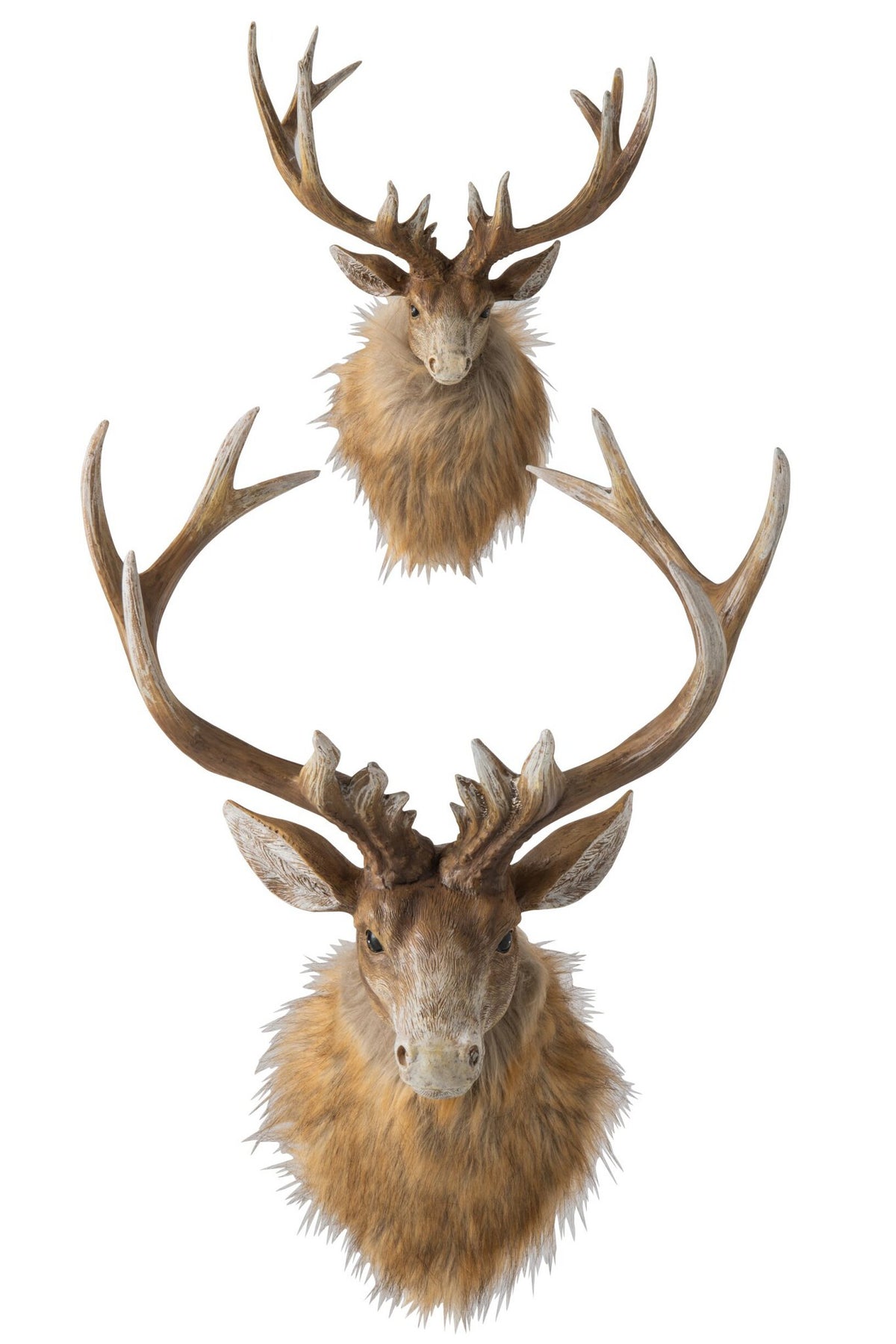 J-Line wanddecoratie Hert Kop - polyresin - bruin/lichtbeige - large