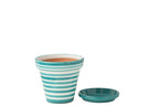J-Line bloempot Granada Stripes - keramiek - aqua - medium - Ø 27 cm