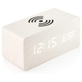 Houten wekker draadloos opladen Wit