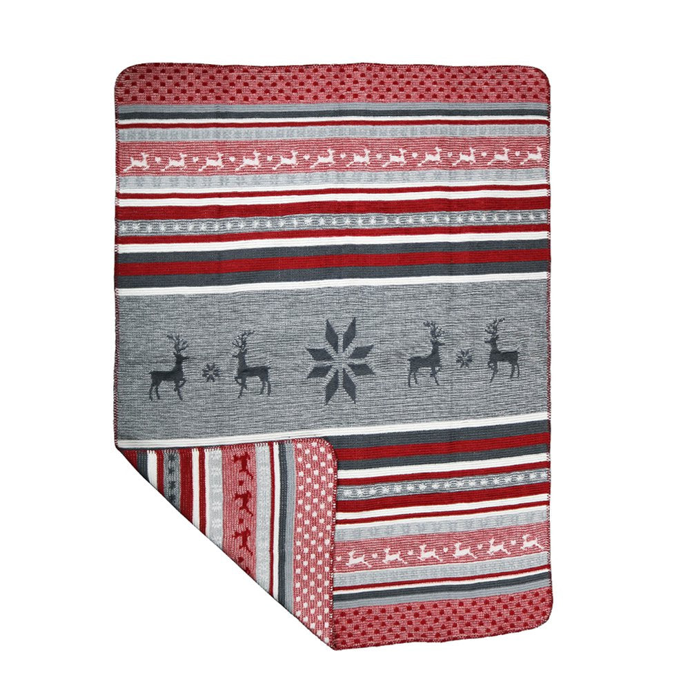 Plaid herten rood grijs 130x180cm