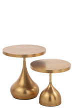 J-Line bijzettafel Druppel - metaal - goud - 2 stuks