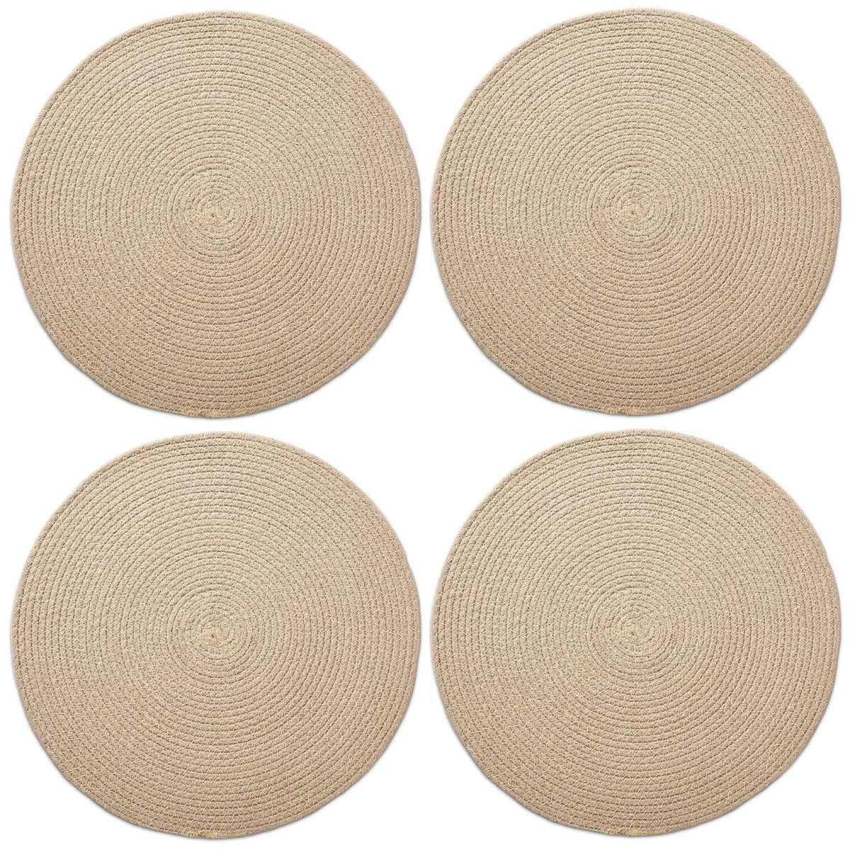 Ronde tafelmatten – katoenen geribbelde stijl, hittebestendig – diameter 32 cm, set van 4