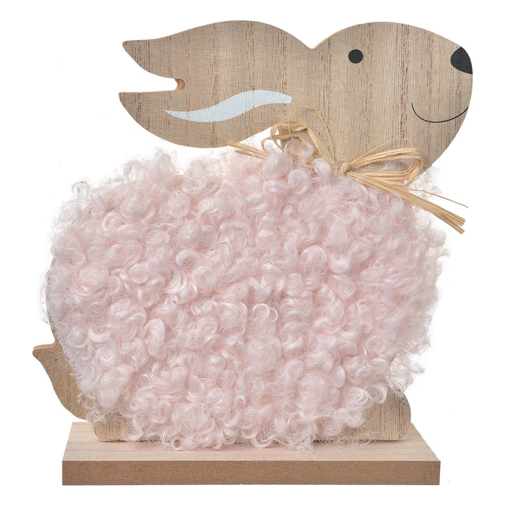 Decoratie Beeld Konijn 14x5x17 cm Bruin Roze Hout