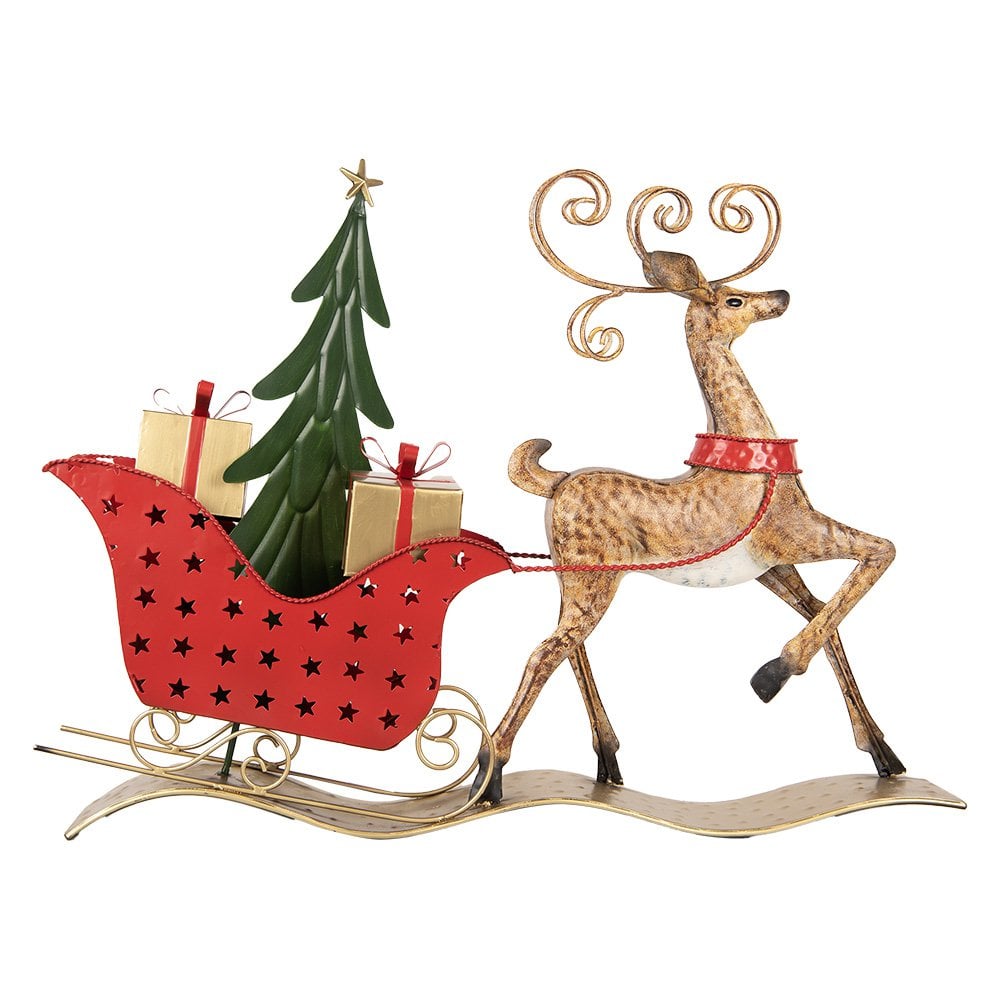 Kerstdecoratie Beeld Hert 68x11x50 cm Bruin Metaal