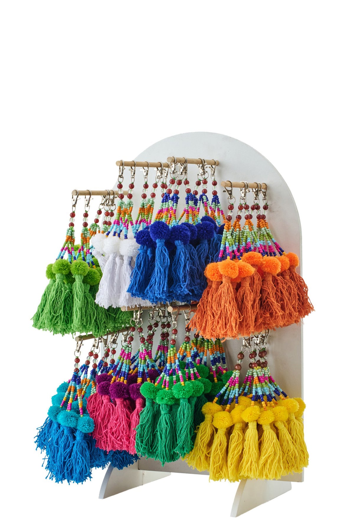 J-Line sleutelhanger Pompon 48 st. - textiel/polyresin - mix