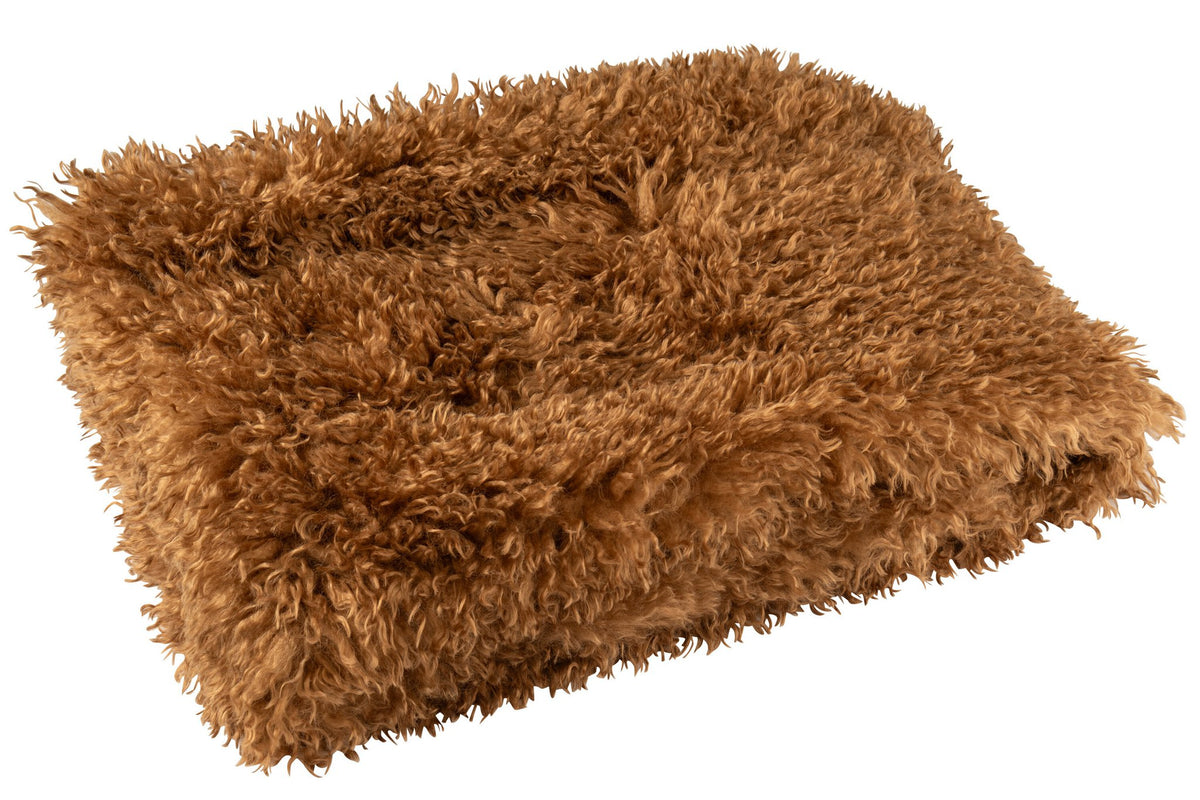 J-Line deken Moutie - polyester - bruin
