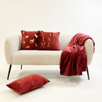 Textino Christmas - Kussen 45x45 cm - Kerstdecoratie - Fluweel - Biking Rood - Rood