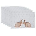 Placemats Set van 6 48x33 cm Wit Bruin Katoen Konijn
