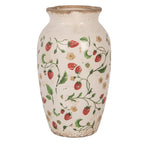 Vaas Ø 16x27 cm Beige Rood Keramiek Aardbeien
